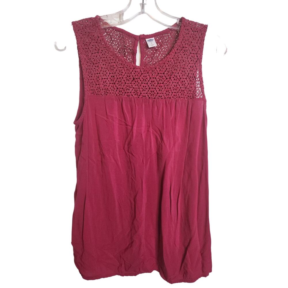 Old Navy Raspberry Pink Crochet Bodice Tank, Small